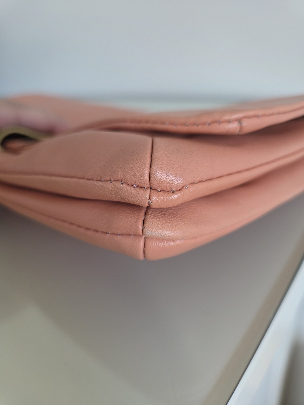 Coach Kristin Coral /Peach Leather Clutch with Gold - Picture 7 of 10